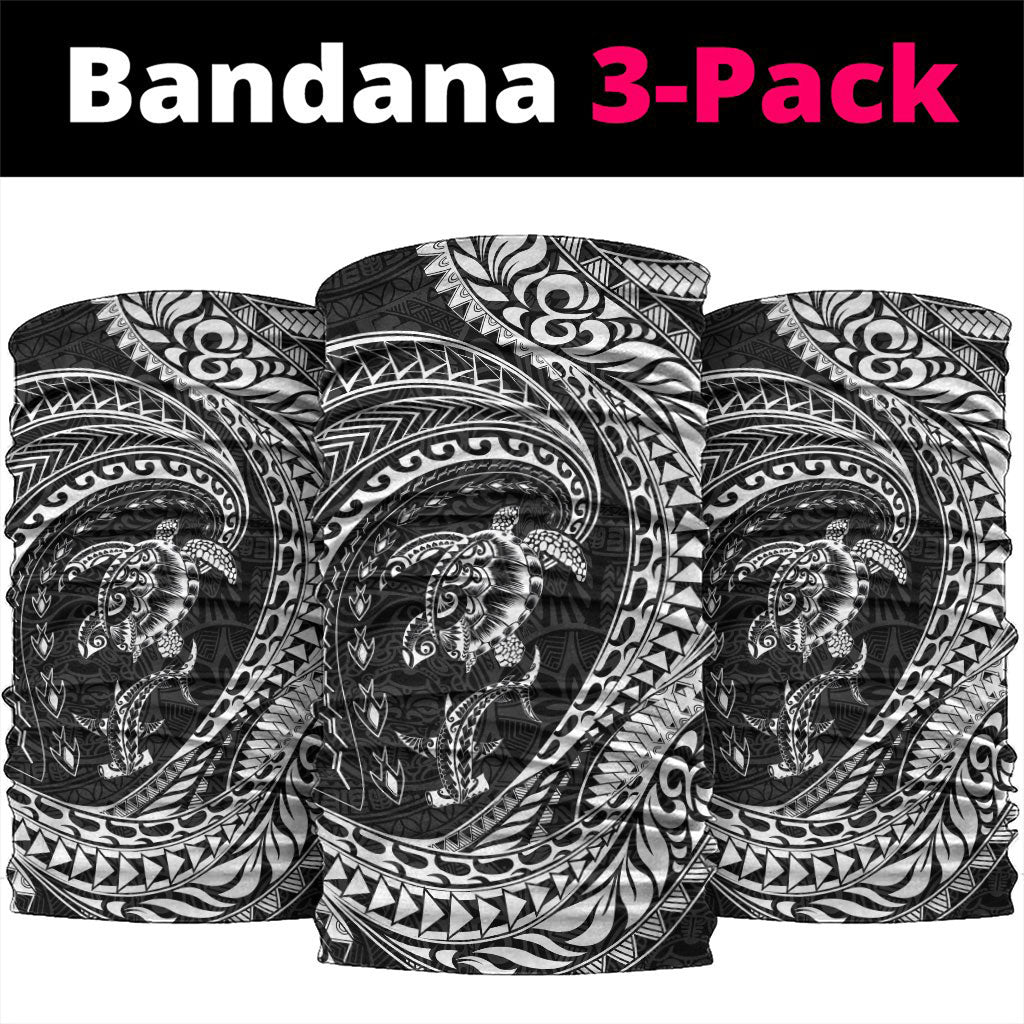 Hawaiian Turtle and Shark Neck Gaiter Kakau Tribal with Polynesian Pattern Black Color LT03 package One Size: 25*50cm Black - Polynesian Pride