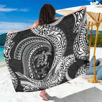 Hawaiian Turtle and Shark Sarong Kakau Tribal with Polynesian Pattern Black Color LT03 One Size 44 x 66 inches Black - Polynesian Pride