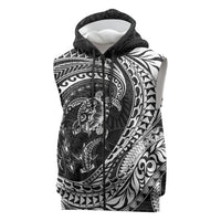 Hawaiian Turtle and Shark Sleeveless Zip Hoodie Kakau Tribal with Polynesian Pattern Black Color LT03 Black - Polynesian Pride