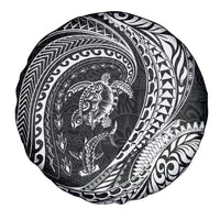 Hawaiian Turtle and Shark Spare Tire Cover Kakau Tribal with Polynesian Pattern Black Color LT03 - Polynesian Pride