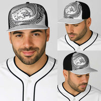 Hawaiian Turtle and Shark Baseball Net Cap Kakau Tribal with Polynesian Pattern White Color LT03 - Polynesian Pride