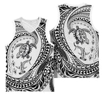 Hawaiian Turtle and Shark Basketball Jersey Kakau Tribal with Polynesian Pattern White Color LT03 - Polynesian Pride