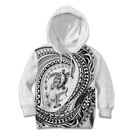 Hawaiian Turtle and Shark Kid Hoodie Kakau Tribal with Polynesian Pattern White Color LT03 Hoodie White - Polynesian Pride
