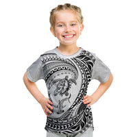 Hawaiian Turtle and Shark Kid T Shirt Kakau Tribal with Polynesian Pattern White Color LT03 White - Polynesian Pride