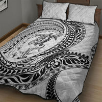 Hawaiian Turtle and Shark Quilt Bed Set Kakau Tribal with Polynesian Pattern White Color LT03 - Polynesian Pride