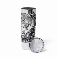 Hawaiian Turtle and Shark Skinny Tumbler Kakau Tribal with Polynesian Pattern White Color LT03 - Polynesian Pride