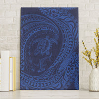 Hawaiian Turtle and Shark Canvas Wall Art Kakau Tribal with Polynesian Pattern Blue Color LT03 Without Frame Blue - Polynesian Pride