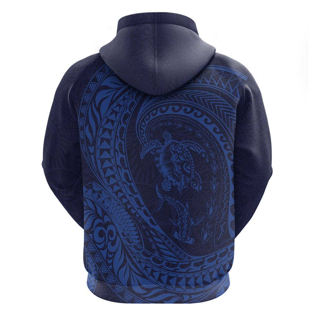 Hawaiian Turtle and Shark Hoodie Kakau Tribal with Polynesian Pattern Blue Color LT03 - Polynesian Pride