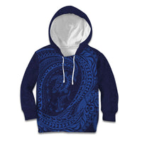 Hawaiian Turtle and Shark Kid Hoodie Kakau Tribal with Polynesian Pattern Blue Color LT03 Hoodie Blue - Polynesian Pride