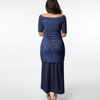 Hawaiian Turtle and Shark Puletasi Kakau Tribal with Polynesian Pattern Blue Color LT03 - Polynesian Pride