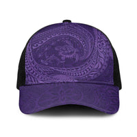 Hawaiian Turtle and Shark Baseball Net Cap Kakau Tribal with Polynesian Pattern Purple Color LT03 One Size Black Purple - Polynesian Pride