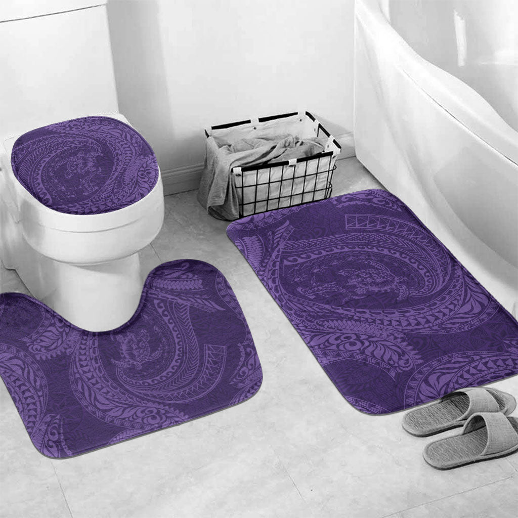 Hawaiian Turtle and Shark Bathroom Set Kakau Tribal with Polynesian Pattern Purple Color LT03 Mat Set Only (3 pcs) One Size Purple - Polynesian Pride