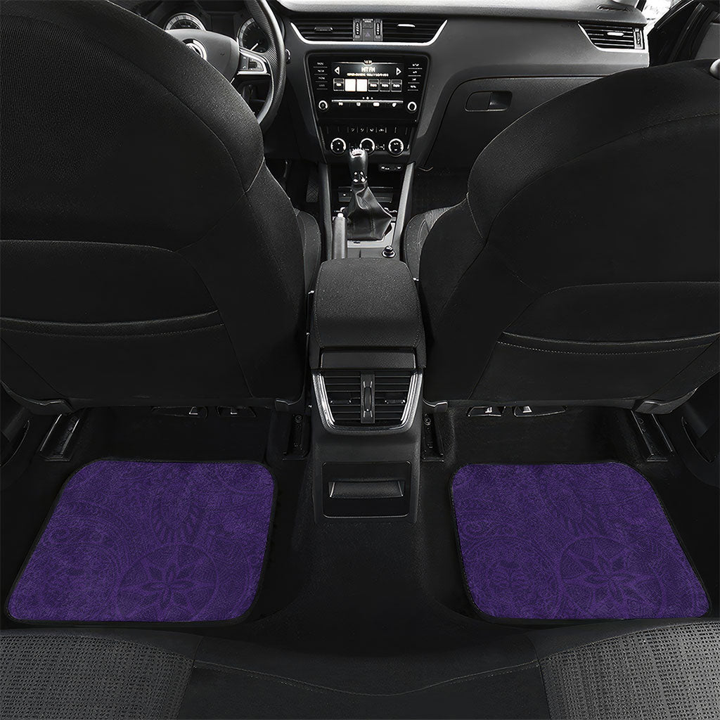 Hawaiian Turtle and Shark Car Mats Kakau Tribal with Polynesian Pattern Purple Color LT03 Set 2pcs - Back Purple - Polynesian Pride