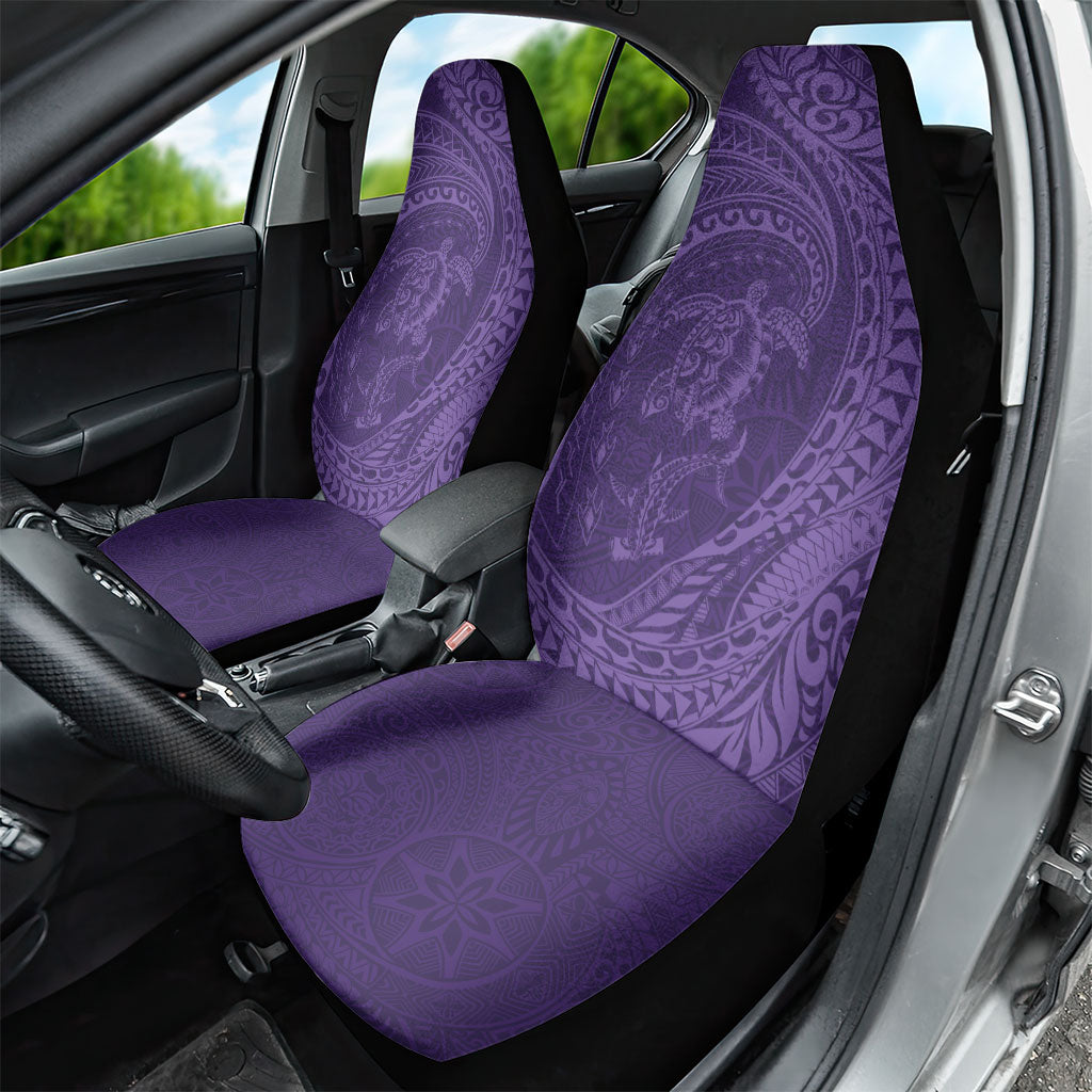 Hawaiian Turtle and Shark Car Seat Cover Kakau Tribal with Polynesian Pattern Purple Color LT03 - Polynesian Pride