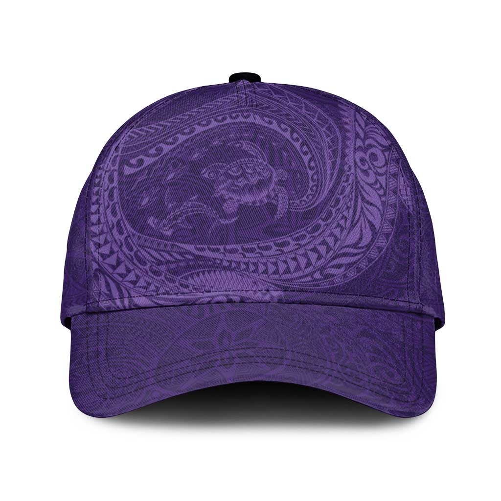 Hawaiian Turtle and Shark Classic Cap Kakau Tribal with Polynesian Pattern Purple Color LT03 Universal Fit Purple - Polynesian Pride