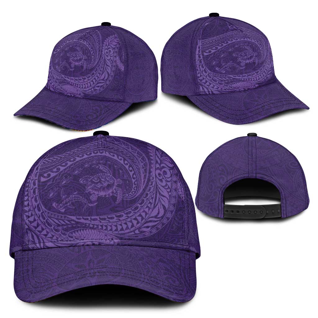 Hawaiian Turtle and Shark Classic Cap Kakau Tribal with Polynesian Pattern Purple Color LT03 - Polynesian Pride