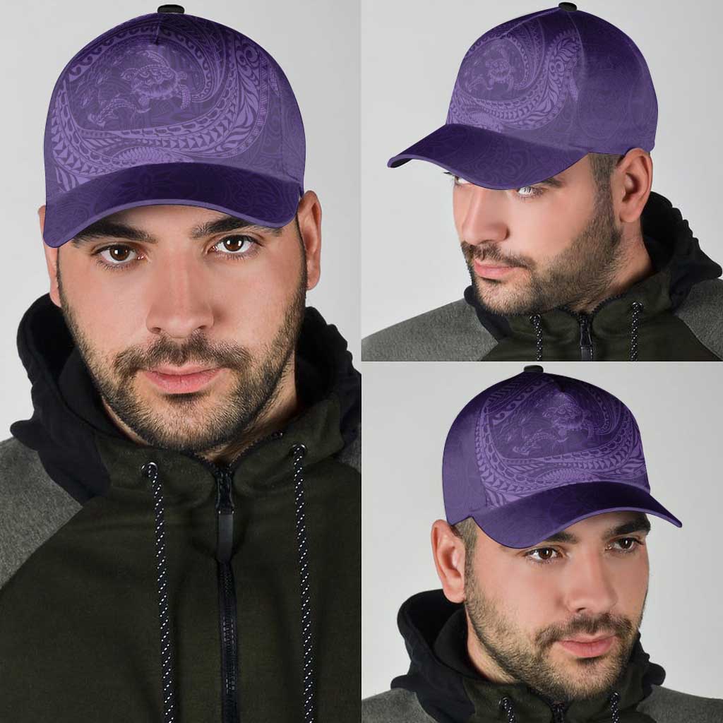 Hawaiian Turtle and Shark Classic Cap Kakau Tribal with Polynesian Pattern Purple Color LT03 - Polynesian Pride