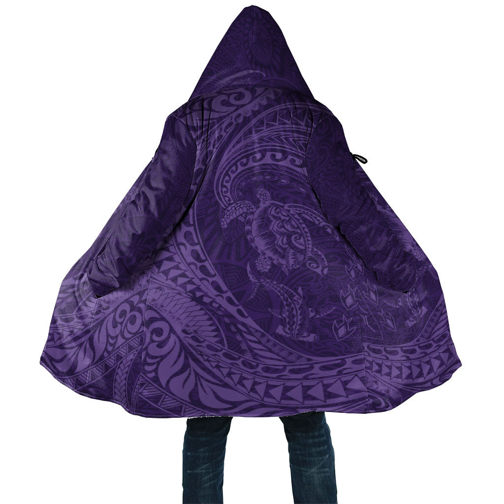 Hawaiian Turtle and Shark Cloak Kakau Tribal with Polynesian Pattern Purple Color LT03 Unisex Purple - Polynesian Pride