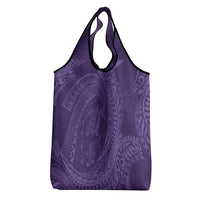 Hawaiian Turtle and Shark Grocery Bag Kakau Tribal with Polynesian Pattern Purple Color LT03 - Polynesian Pride