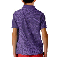 Hawaiian Turtle and Shark Kid Polo Shirt Kakau Tribal with Polynesian Pattern Purple Color LT03 - Polynesian Pride
