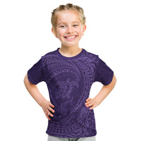 Hawaiian Turtle and Shark Kid T Shirt Kakau Tribal with Polynesian Pattern Purple Color LT03 Purple - Polynesian Pride
