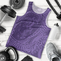 Hawaiian Turtle and Shark Men Tank Top Kakau Tribal with Polynesian Pattern Purple Color LT03 - Polynesian Pride
