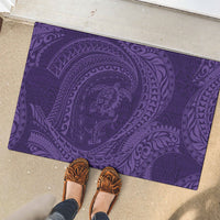 Hawaiian Turtle and Shark Rubber Doormat Kakau Tribal with Polynesian Pattern Purple Color LT03 - Polynesian Pride