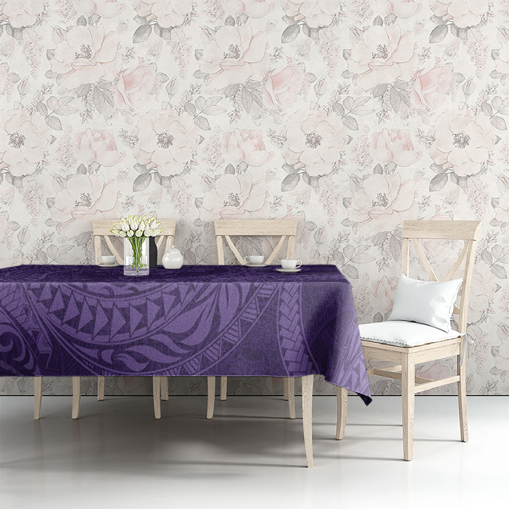 Hawaiian Turtle and Shark Tablecloth Kakau Tribal with Polynesian Pattern Purple Color LT03 - Polynesian Pride