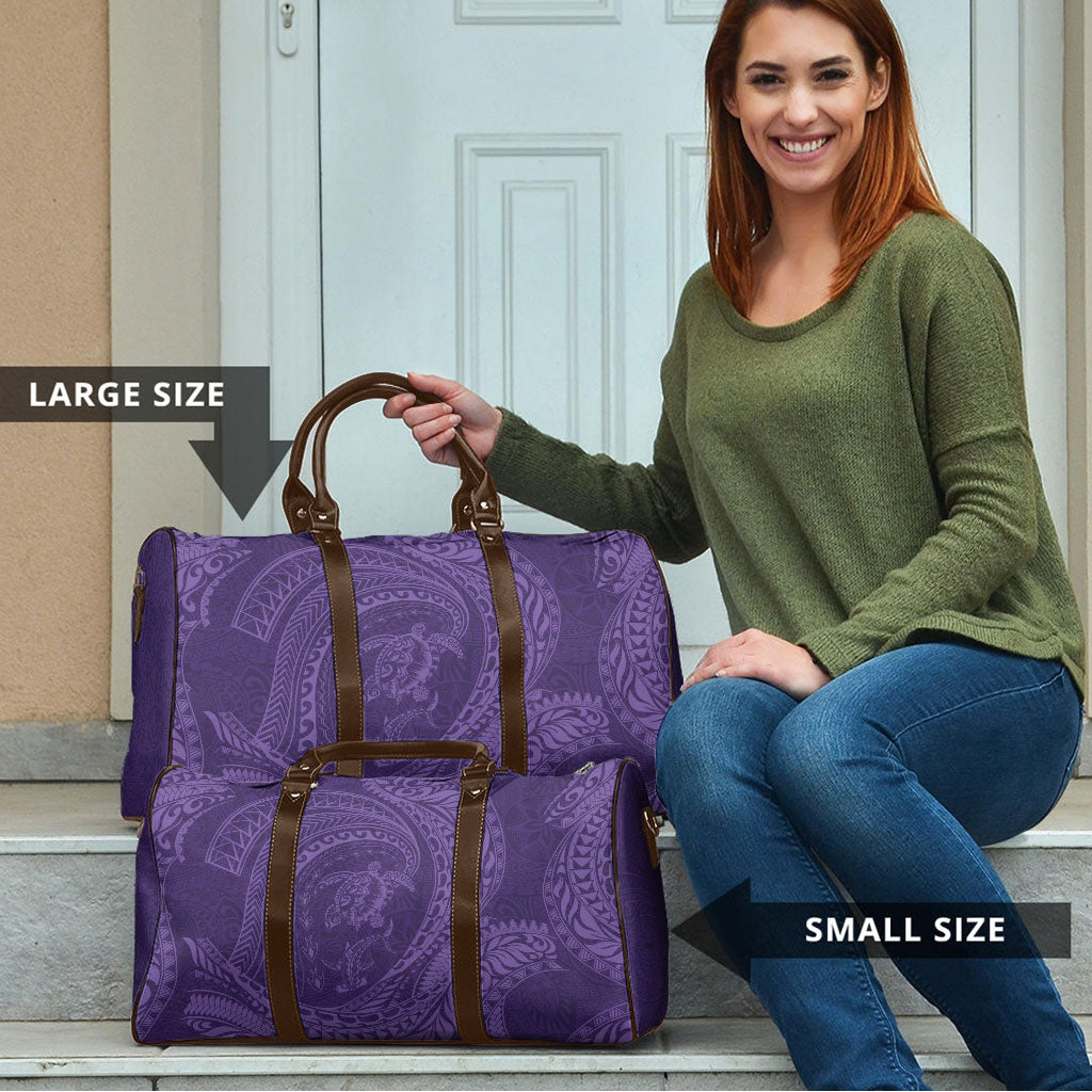 Hawaiian Turtle and Shark Travel Bag Kakau Tribal with Polynesian Pattern Purple Color LT03 - Polynesian Pride
