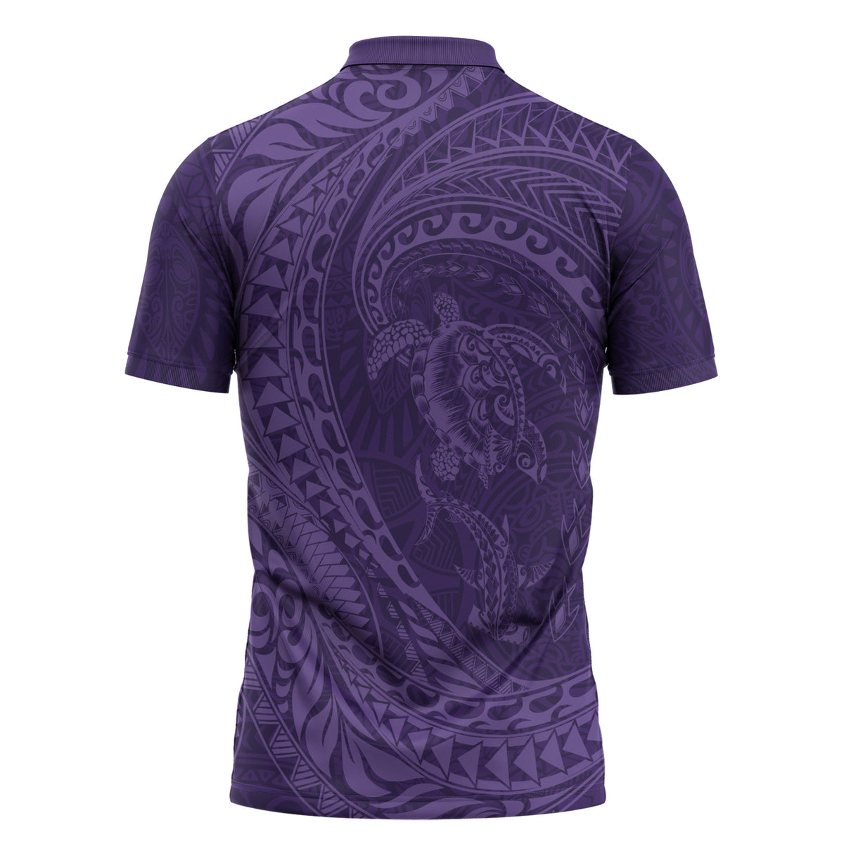 Hawaiian Turtle and Shark Zipper Polo Shirt Kakau Tribal with Polynesian Pattern Purple Color LT03 - Polynesian Pride