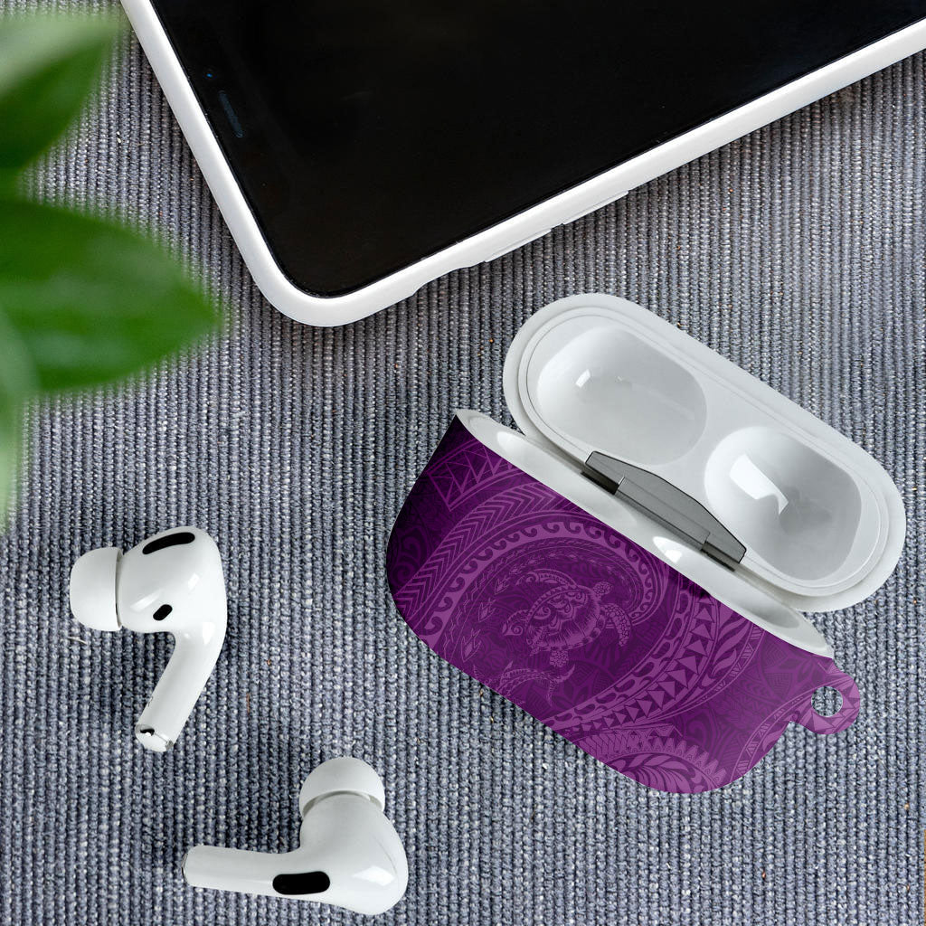 Hawaiian Turtle and Shark AirPods Case Kakau Tribal with Polynesian Pattern Pink Color LT03 - Polynesian Pride
