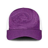 Hawaiian Turtle and Shark Baseball Net Cap Kakau Tribal with Polynesian Pattern Pink Color LT03 One Size White Pink - Polynesian Pride