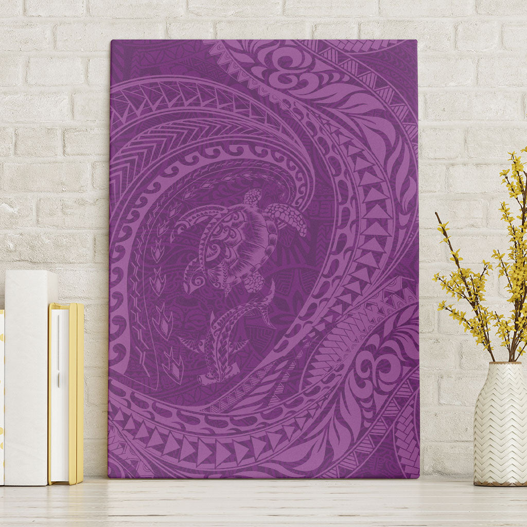 Hawaiian Turtle and Shark Canvas Wall Art Kakau Tribal with Polynesian Pattern Pink Color LT03 Without Frame Pink - Polynesian Pride