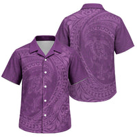 Hawaiian Turtle and Shark Family Matching Off Shoulder Short Dress and Hawaiian Shirt Kakau Tribal with Polynesian Pattern Pink Color LT03 Son's Shirt Pink - Polynesian Pride