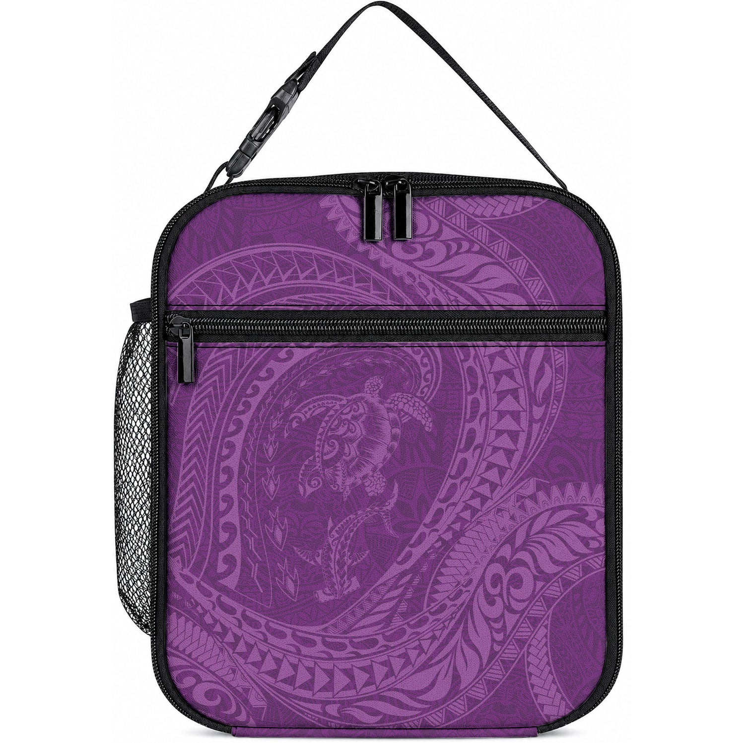 Hawaiian Turtle and Shark Lunch Bag Kakau Tribal with Polynesian Pattern Pink Color