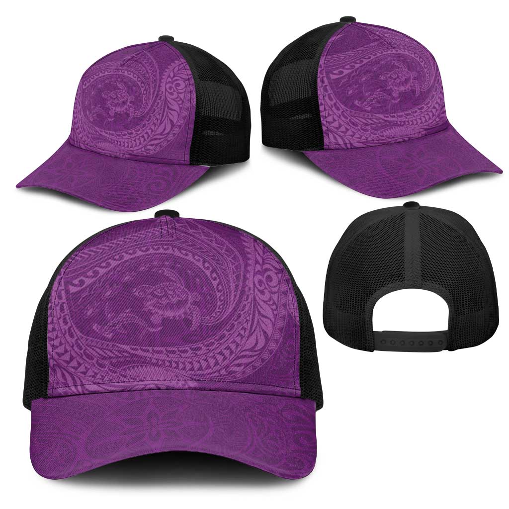 Hawaiian Turtle and Shark Mesh Trucker Cap Kakau Tribal with Polynesian Pattern Pink Color LT03 - Polynesian Pride