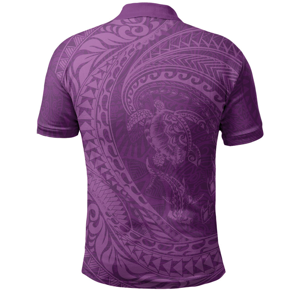 Hawaiian Turtle and Shark Polo Shirt Kakau Tribal with Polynesian Pattern Pink Color LT03 - Polynesian Pride