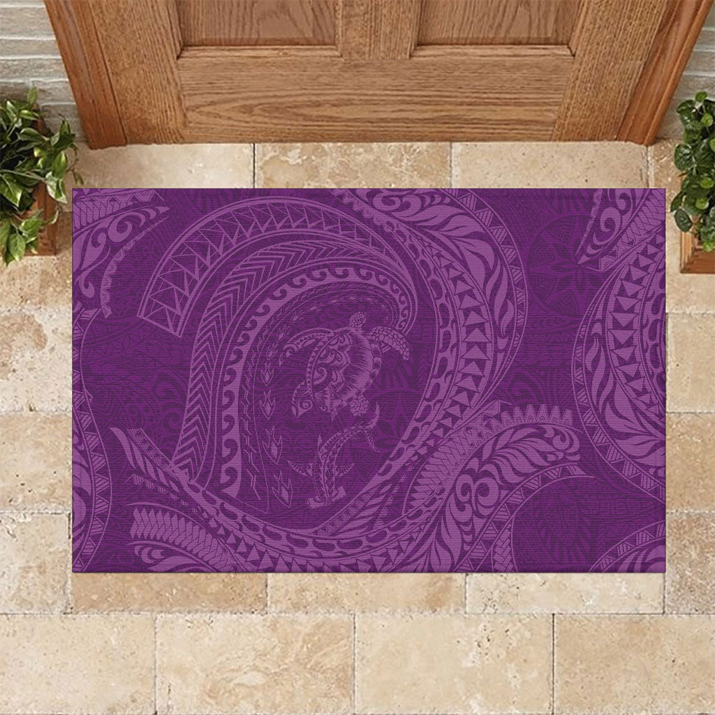 Hawaiian Turtle and Shark Rubber Doormat Kakau Tribal with Polynesian Pattern Pink Color LT03 Pink - Polynesian Pride