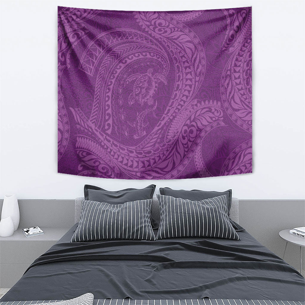Hawaiian Turtle and Shark Tapestry Kakau Tribal with Polynesian Pattern Pink Color LT03 - Polynesian Pride
