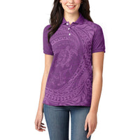 Hawaiian Turtle and Shark Women Polo Shirt Kakau Tribal with Polynesian Pattern Pink Color LT03 - Polynesian Pride