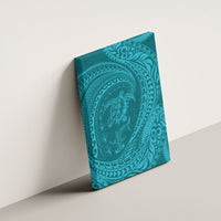 Hawaiian Turtle and Shark Canvas Wall Art Kakau Tribal with Polynesian Pattern Turquoise Color LT03 - Polynesian Pride