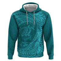 Hawaiian Turtle and Shark Hoodie Kakau Tribal with Polynesian Pattern Turquoise Color LT03 Pullover Hoodie Turquoise - Polynesian Pride