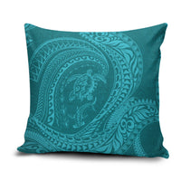 Hawaiian Turtle and Shark Pillow Cover Kakau Tribal with Polynesian Pattern Turquoise Color LT03 Turquoise - Polynesian Pride