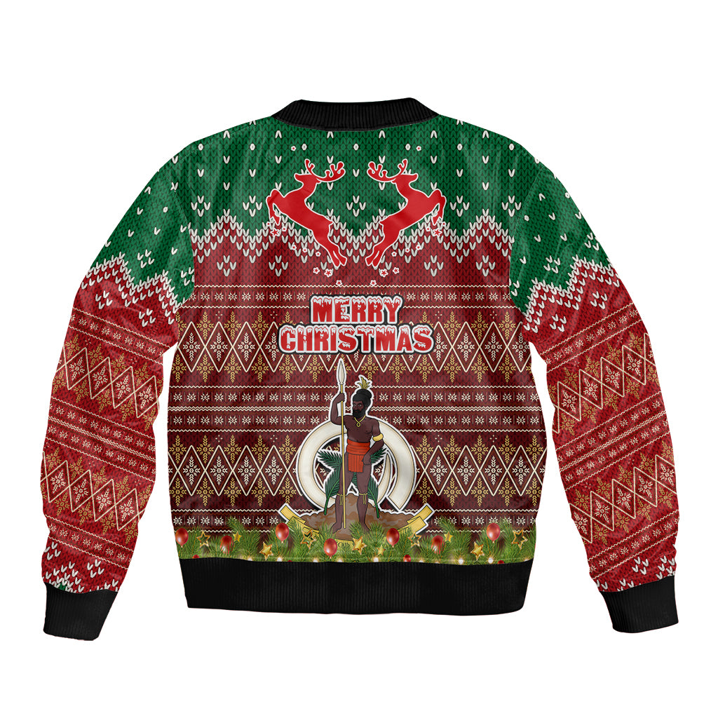 Vanuatu Christmas Bomber Jacket Pig Tusk Beautiful Merry Xmas Snowflake LT03 - Polynesian Pride