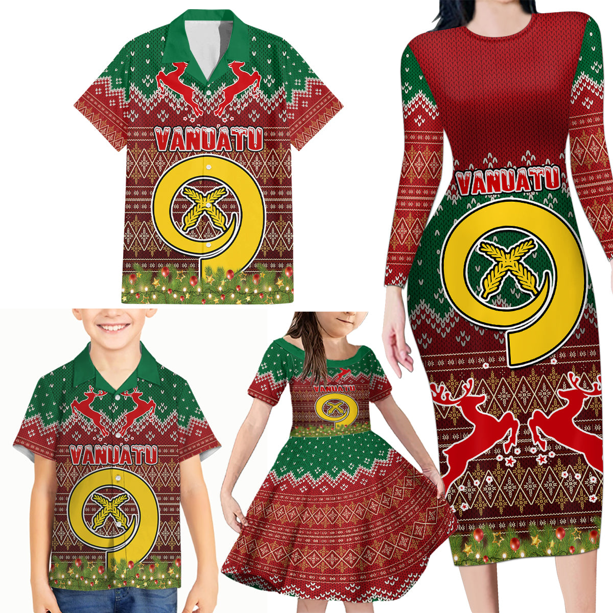 Vanuatu Christmas Family Matching Long Sleeve Bodycon Dress and Hawaiian Shirt Pig Tusk Beautiful Merry Xmas Snowflake LT03 - Polynesian Pride