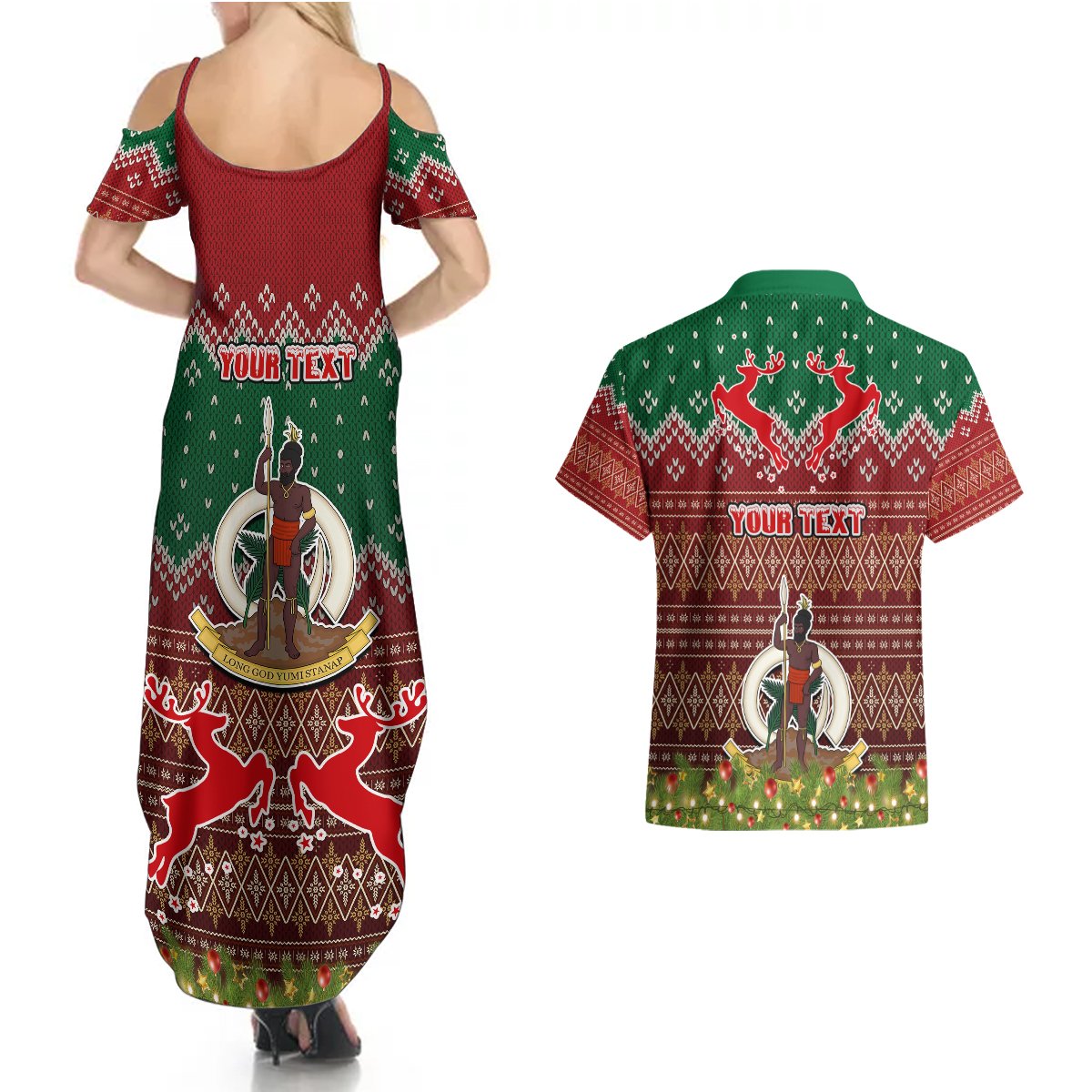 Personalised Vanuatu Christmas Couples Matching Summer Maxi Dress and Hawaiian Shirt Pig Tusk Beautiful Merry Xmas Snowflake LT03 - Polynesian Pride