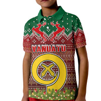 Personalised Vanuatu Christmas Kid Polo Shirt Pig Tusk Beautiful Merry Xmas Snowflake LT03 Kid Red - Polynesian Pride