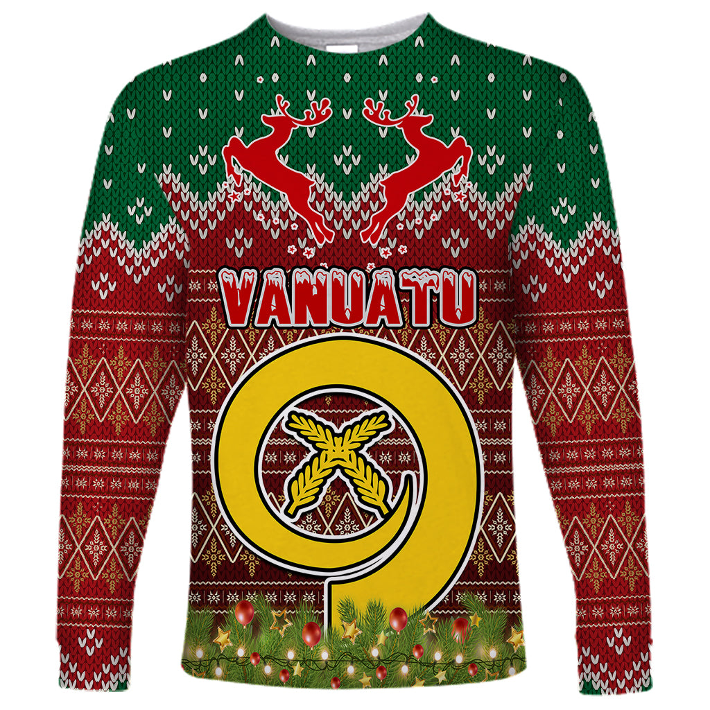 Personalised Vanuatu Christmas Long Sleeve Shirt Pig Tusk Beautiful Merry Xmas Snowflake LT03 Unisex Red - Polynesian Pride