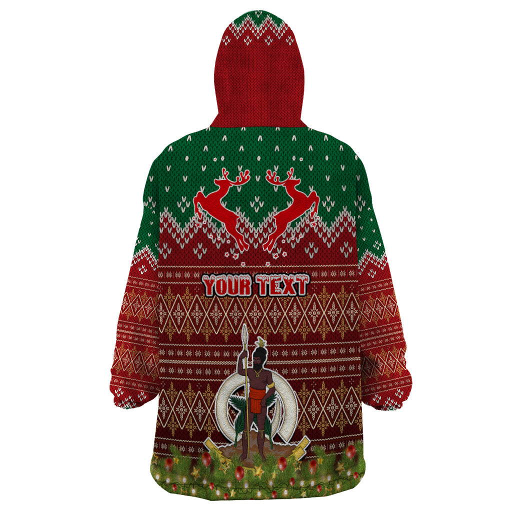 Personalised Vanuatu Christmas Wearable Blanket Hoodie Pig Tusk Beautiful Merry Xmas Snowflake LT03 - Polynesian Pride