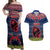 Guam Christmas Couples Matching Off Shoulder Maxi Dress and Hawaiian Shirt Chamorro Guam Tattoos Beautiful Merry Xmas Snowflake LT03 Blue - Polynesian Pride